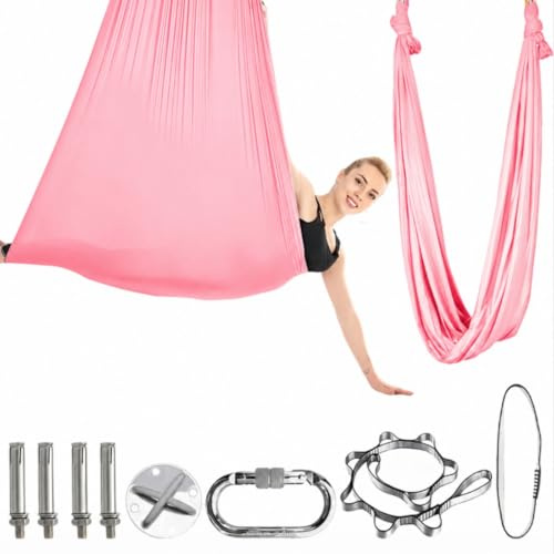 Aerial Yoga Hängematte Set Yogatuch zum Aufhängen für Erwachsene Aerial Swing Air Fliegen Schaukel Hammock Swing mit Zubehör für Indoor Übungen Anti Gravity Übungen(100x280CM)