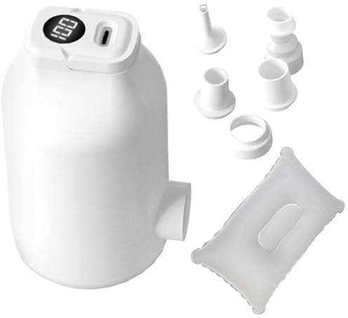 Mini Bomba De Aire,con 5 Boquillas, Pantalla Digital, 4500 Pa,Bomba Hinchable Piscina | para Saco de Dormir, Sofá, Flotadores, Aros de Natación, Bolsas de Vacío