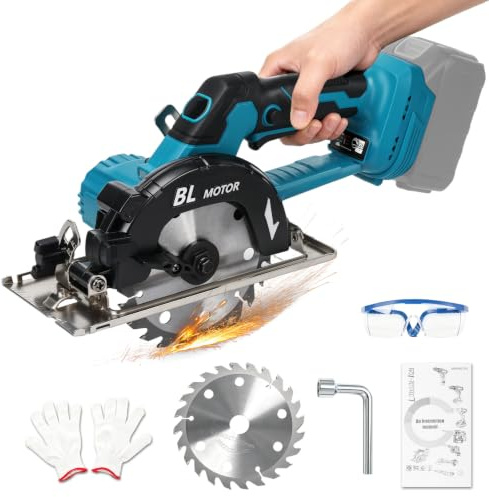 5.5 Zoll Akku-Kreissäge für Makita 18V Batterie,6000RPM Bürstenlose Mini Handkreissäge mit 3-stufig verstellbar,Sägeblättern(140mm) Ideal für Für Holz, Kunststoff, Weichmetall(Ohne Akku)