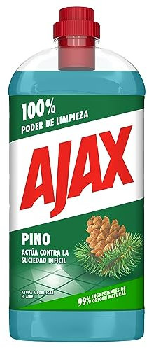 Ajax Pino Limpiador para el Hogar, 1.25 L , Acción Doble Tornado de Limpieza, Elimina la Suciedad, Fragancia de Limpieza Duradera, Fórmula Ecológica, Botella y Tapón Reciclables