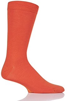 SockShop Mens Colour Burst Plain Bamboo Socks with Smooth Toe Seams Pack of 1 Tangerine Dream 6-11