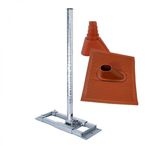 PremiumX Deluxe X130-48 Dachsparrenhalter 130cm Mast für SAT-Antenne Satelliten-Schüssel Dach-Halterung ALU Dachabdeckung Manschette rot