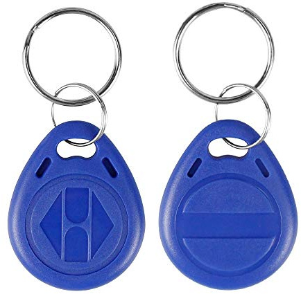 LIBO Writable RFID Keychains 125KHz T5577 NFC Token Proximity ID Access Control Key Fob Tags Card Programable Blue Color (Pack of 100)