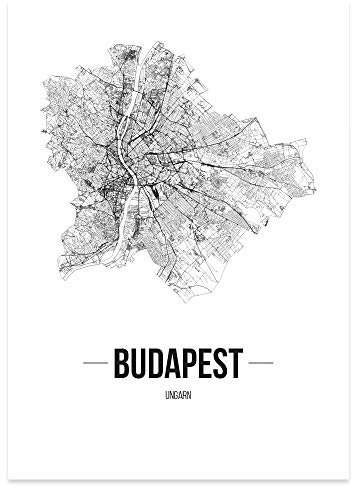 JUNIWORDS Stadtposter - Wähle Deine Stadt - Budapest - 40 x 60 cm Poster - Schrift B - Weiß