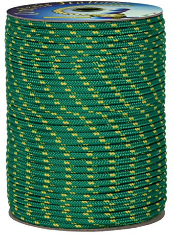 006050445 Treccia Surf Verde, 6 mm - 100 mt, Corda intrecciata multiuso resistente ai raggi U.V. e all'abrasione, per attività all'aperto, giardino, mare, guinzagli e fai da te, rottura 350 kg