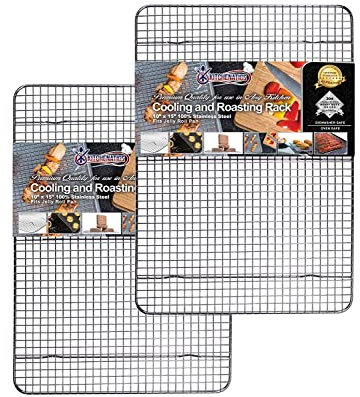 Rejilla Para Enfriar y Hornear de Acero Inoxidable, Parrilla Para Horno Para La Mayoría de Bandejas de Horno - Bandeja Para Galletas y Bizcochos, Utensilios de Repostería - 25,4 cm x 38,1 cm 2 PACK
