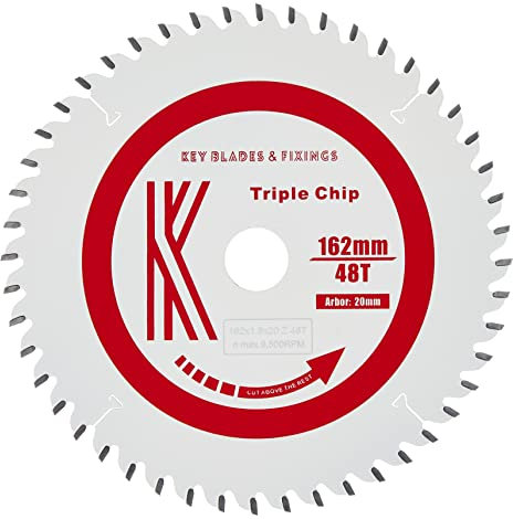 3205 - Key Blades and Fixings 162mm x 1.8mm x 48T Triple Chip Solid Surface and MFC/Laminate Blades for MT55 Mt55cc Mafell Saw Teflon Coated Professional Quality Saw Blade Best for Quality and Price