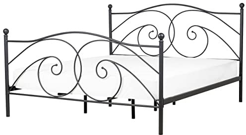 Komfortables Metallbett in romantischem Stil 180 x 200 cm schwarz Dinard