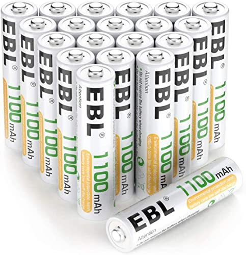 EBL AAA Rechargeable Batteries Ni-MH 1100mAh - High Capacity AAA Battery x 20 and Rechargeable Battery Storage Case x 5 (New Packaging, Images Coming Soon)