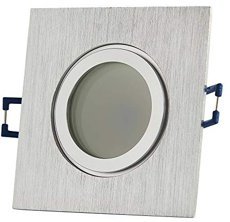 10x LED Einbaustrahler Set 7 Watt neutralweiß IP44 eckig Edelstahl gebürstet 12V - MR16 Einbau-Spot für Bad oder Außen - Deckenleuchte 60-70mm Decken-Strahler Feuchtraum Dusche
