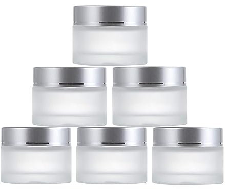Lot de 6 Pots de Cosmétiques Vide Verre, 80ml Transparente Bocaux de Crème Rechargeables Petite Rond Clair Bocaux avec Couvercle pour Cosmétiques, Poudre, Lotion, Crèmes