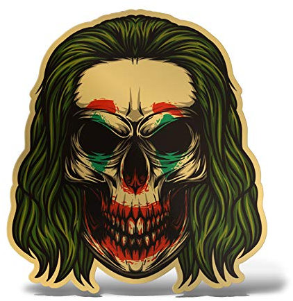 Erreinge® Aufkleber Gold 10 cm Joker Totenkopf Sticker bedruckt für Auto Motorrad Wand Stoßstange Computer tragbar Fahrrad