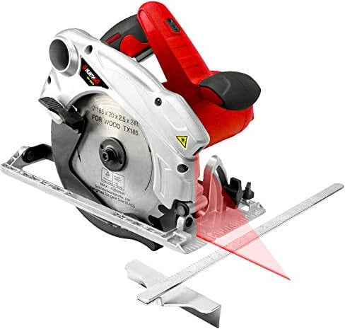 Sega circolare con guida laser 1500W 4700 RPM CS-1820 +2 DISCHI 185 mm 24T + 60T lama per taglio