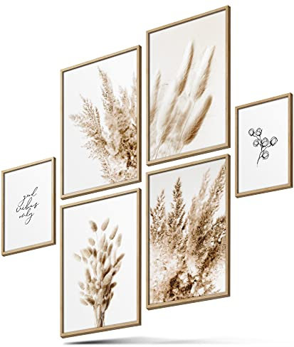 BLCKART Infinity Poster-Set Beige Love - beidseitig bedruckte Wandbilder - Premium Poster - Bilder zur Wanddekoration - Größe M 4x A4 und 2x A5