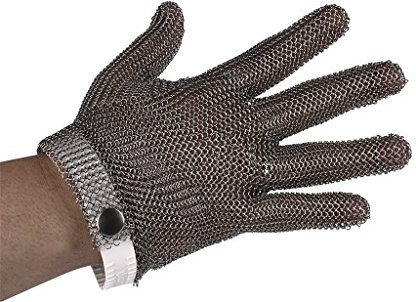 Guantes Anticorte | Guante Carnicero | Malla Acero Protección | Guante de metal para Trabajo de Seguridad | Guante de Acero Inoxidable | Talla L