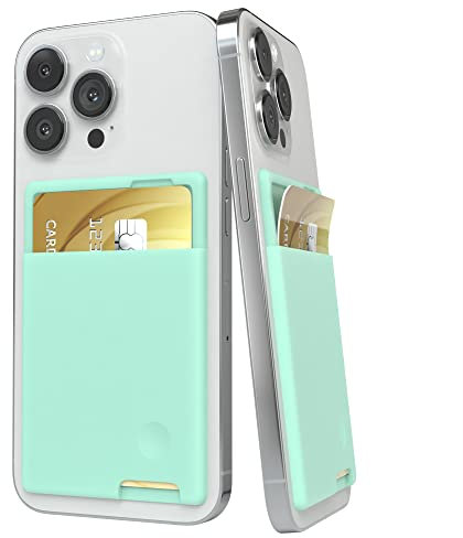 EAZY CASE Smartphone Kartenhalter aus Silikon zum aufkleben, starkhaftendes Kartenetui, selbstklebendes Kartenfach, Kreditkartenetui für Handys, Kartenhülle für Kreditkarte und EC-Karte, Mint Grün
