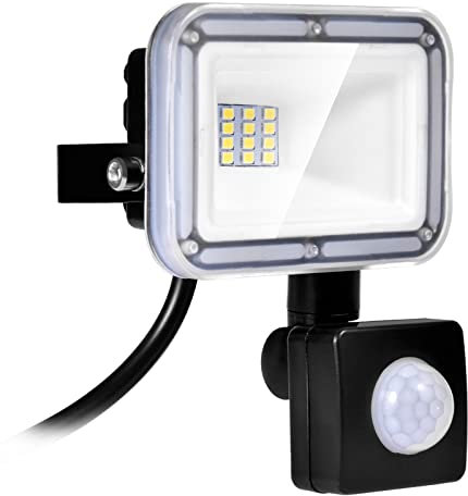 NIKEEYEN 10W LED Strahler Mit Bewegungsmelder - Wasserdicht IP67 Flutlicht 6500K Kaltweiß Außenstrahler Superhell Scheinwerfer für Garten, Garage, Terrasse, Sportplatz
