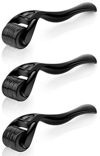 URAQT Dermaroller, Bartroller, Microneedling Roller für Gesicht und Körper, Nadelroller Bart Roller für Bartwachstum, Gesichtshautpflege, Anti-Aging, Anti-Falten(3pc (0.25 + 0.5+ 0.75 mm))