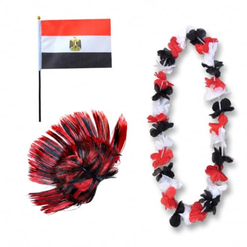 Sonia Originelli Fan-Set Ägypten Fan-Set 4 Irokese - Ägyptische Fanartikel EM WM Fußball Party Karneval