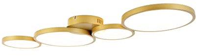 QAZQA - Modern Deckenleuchte I Deckenlampe I Lampe I Leuchte Gold I Messing inkl. LED 3-stufig dimmbar 4-flammig - Lupolo Dimmer I Dimmbar I Wohnzimmer I Schlafzimmer - Aluminium Länglich - I (nicht a