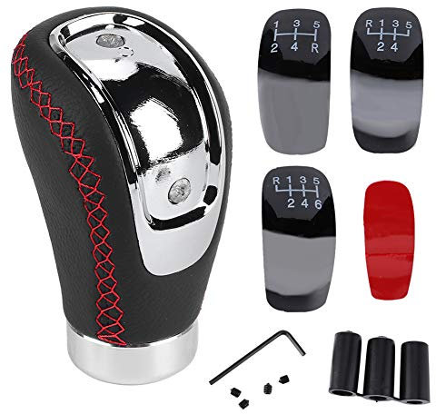 AMONIDA Schaltknauf, Universal Auto Schaltknauf Leder Handball Stick Kopf Schaltknauf für Auto (Schwarz) (Rot), AMONIDA2nc8pm0y3o-12