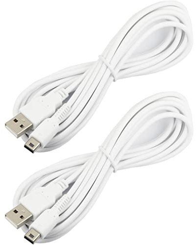 2pcs USB Charger Cable for Wii U Gamepad Remote Controller 3Meter / 10FT White
