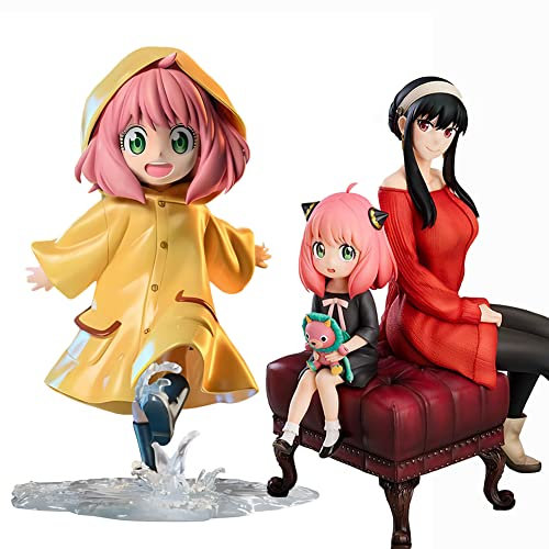 Jiumaocleu Anime Spy Anya Forger and Yor Forger Figur Statue Model, 2 Anya Forger und 1 Yor Forger Figur Actionfigur Modell, Desktop Dekoration Geburtstag Geschenke