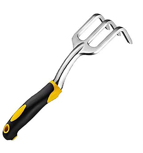 LOEASE Gartengerät, Handgrubber, rostfrei, Mini-Handrechen, Gartenkralle, Bodenfräse, Unkrautkamm, Klauenrechen für Umdrehen, Lösen oder Jäten von Erde