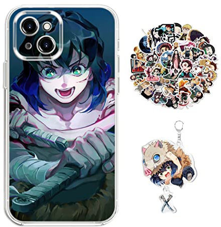 Staremeplz Compatible with iPhone XS Max Case Demon -Slayer Shinobu Anime Design [With Keychain and 50pcs Stickers] Cartoon Transparent Soft Silicona Case for iPhone XS Max
