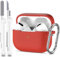 R-fun Custodia protettiva per AirPods Pro Generation con set di pulizia, protezione completa in silicone per custodia di ricarica Apple AirPods Pro 2019[LED anteriore visibile],Rosso