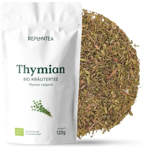 Bio Thymian Tee 120g (+60 Tassen) | Thymian geschnitten, getrocknet und gerebelt als Gewürz oder Tee REPLANTEA
