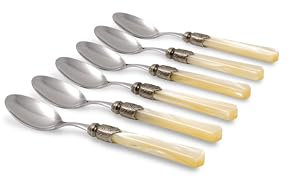Rivadossi Sandro 2206CUT12 Set di Cucchiai da Tavola, 6 Pezzi-Vittoria-100% Made in Italy, Artigianalità e Design, Acciaio Inox 18/10, Avorio