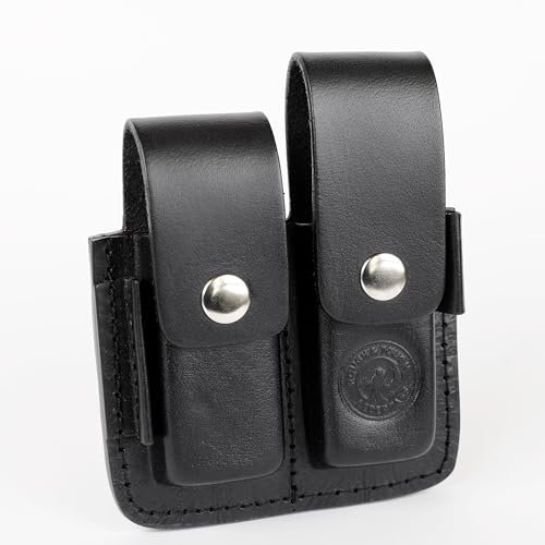 Ledertaff Custodia in pelle per Leatherman e altri strumenti multipli da trasportare sulla cintura, spazio per bit kit ed estensore, marrone/nero, piccola per Wave, grande per coraggio (nero,