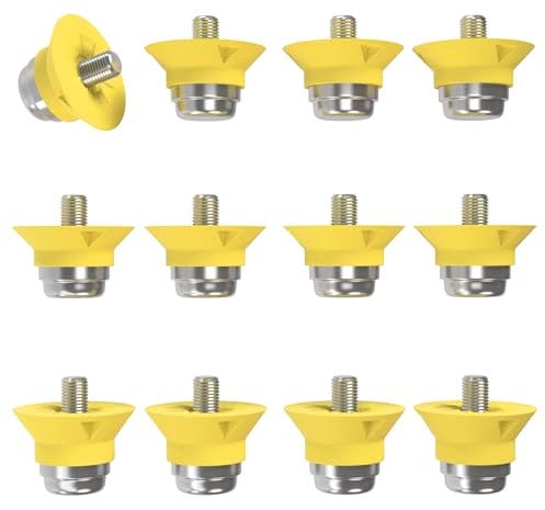 55 Sport World Cup Metal-Tipped Replacement Football Studs - 12 Pack (13/16mm) - Yellow