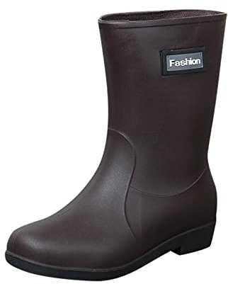 Stivali di gomma leggeri da donna stivali da pioggia corti per donna stivali da pioggia alla caviglia slip on stivali da giardino scarpe di gomma stivali da pioggia per le donne pizzo, Marrone, 37 EU
