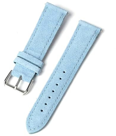 PUCHEN Weiches Wildleder-Uhrenarmband, 18mm, 20mm, 22mm, 24mm, Schnellverschluss-Ersatzarmband, Hellblau, 20mm