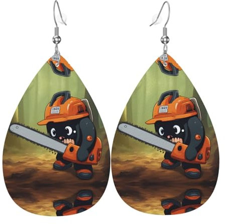 Cute Crying Chainsaw pattern Teardrop earrings Pendant 2 pieces Stylish and beautiful Lightweight Dangle for Women Girls