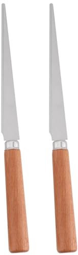 VILLCASE 2 Stück Putzmesser Mit Holzgriff Putzmesser Aus Edelstahl Holz-Tonmesser Töpfermesser Tonschnitzerei-Modellierwerkzeuge Für Töpfer- Und Keramikskulpturen
