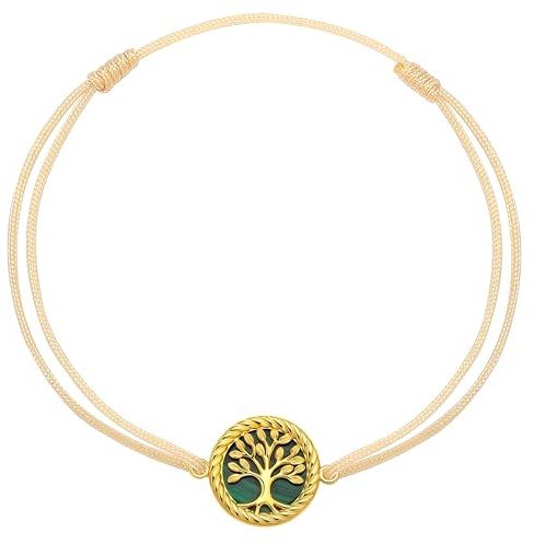 JENDEAR Damen Lebensbaum Fußkettchen, Malachit 925 Silber Fußkette, Natürlicher Edelstein, 18K Vergoldung, Geflochten Verstellbar Handgefertigt Sommer Accessoire