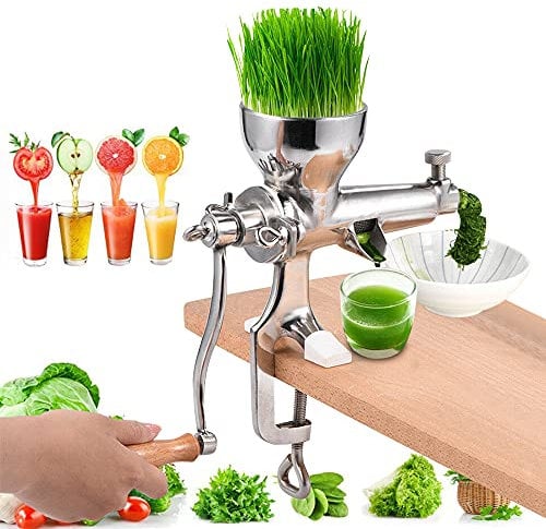 Manuelle Entsafter aus Edelstahl Weizengras Saftpresse Squeezer, Beerenpresse Manual Saftpresse Weizengras-Gemüse-Obst-Extraktor mit Schraubklemme für Tischmontage, 5.5cm (A)