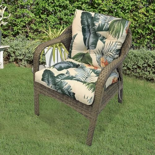 Imperméable Coussin de Chaise de Jardin avec Dossier Extérieur/Interieur Lavables et Dehoussable Coussin à Dossier Haut pour Chaise Fauteuil de Jardin Galette de Chaise Exterieur avec Dossier(Color:8#