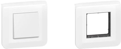 Legrand - Interrupteur ou va-et-vient Mosaic 10A blanc complet avec plaque et fixation à vis & Plaque Mosaic avec support à vis pour 2 modules - blanc