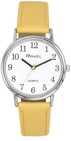 Ravel - Pastellfarbene Alltagsuhr für Damen (36 mm Gehäuse) - Analoges Quarzwerk - R0137.09.1 - Zitrone/Silberton