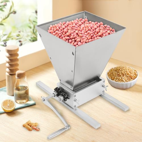 Getreidemühle Manuelle mit 4L großer Trichter, Fräsgrobheit Einstellbar Handschleifer aus Gusseisen für Nuss, Kaffee, Getreide, Mais, Gewürze