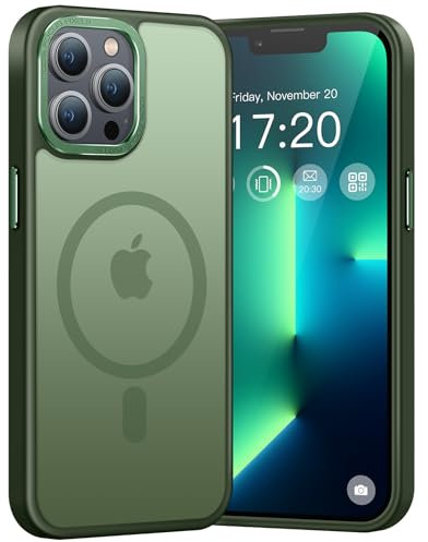 PuyaTeya Magnetisch für iPhone 13 pro max Hülle, für Mag-Safe [TOP Magnetische Adsorption] [Militärschutz] Schutzhülle Samtige Touch Matt Anti-Kratzen Handyhülle (Dunkel Grün)