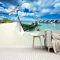 XLMING Bateau De Plage Mouette Papier Peint 3D Intissé Salon Canapé Chambre À Coucher Salle Manger Intérieure Murale-300cm×210cm