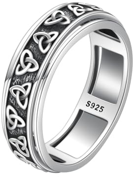 YONFQE Keltischer Knoten Fingerspitze Gyro Ring 925 Sterling Silber Swivel Ring Irischer Schmuck Geschenk Für Männer and Damen