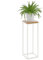LAMO Manufaktur 70 cm Support Plantes | Piédéstal pour Plantes | Porte-plantes Interieur Cadre Blanc Gris | Plateau 100% Bois Massif Couleur: Rustique