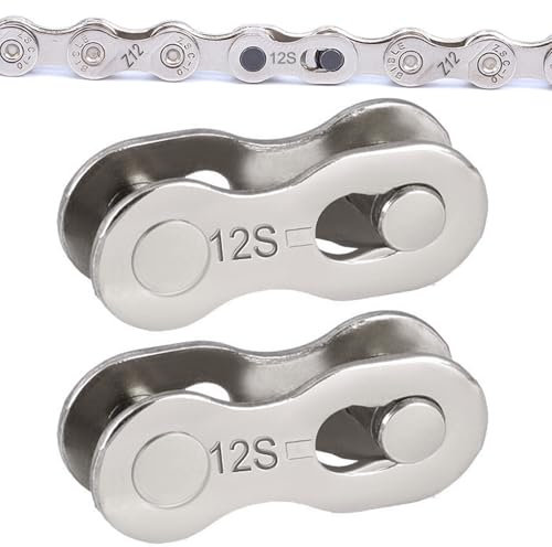 2 Pairs Quick Link Connector - Reusable 12-Speed Chain Missing Link for Bicycle, Silver Steel