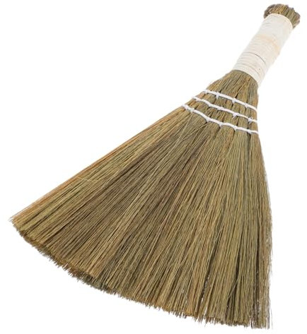 GALPADA Small Natural Grass Whisk Broom for Indoor Sweeping Handheld Thai Duster with Reinforced Handle Aesthetic Design for Stylish Home Cleaning